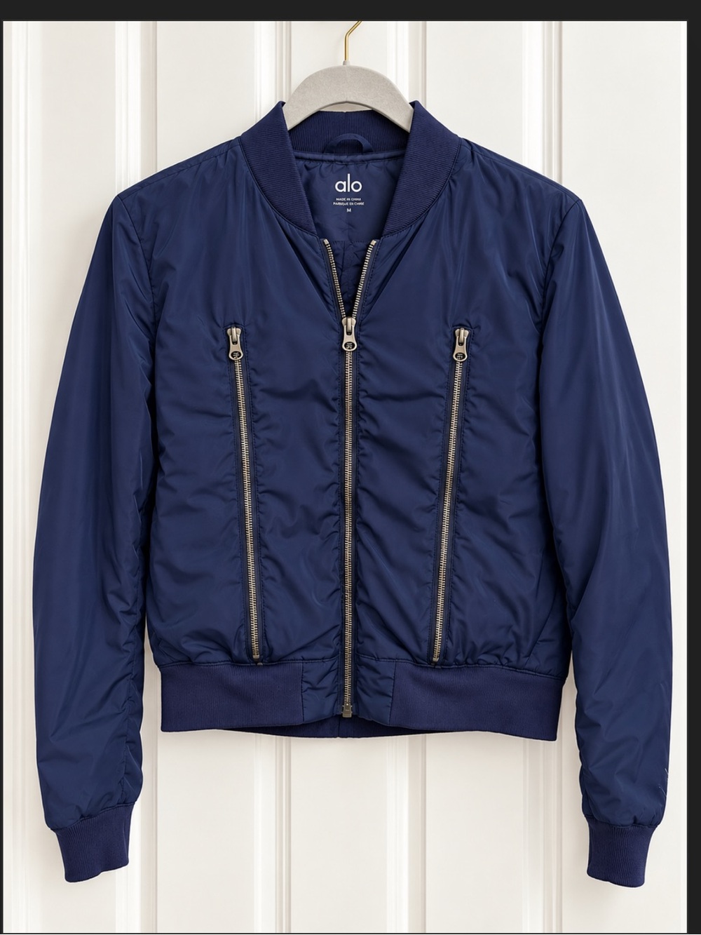 ALO Yoga Navy Bomber Jacket Zip Up Size S/M